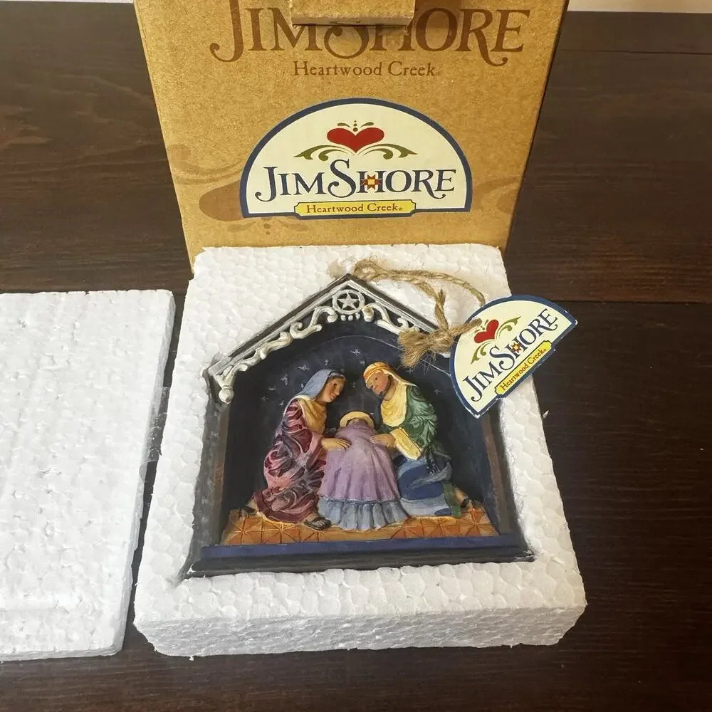 Jim Shore Heartwood Creek Christmas Ornament Holy Family in Stable Nativity 2011